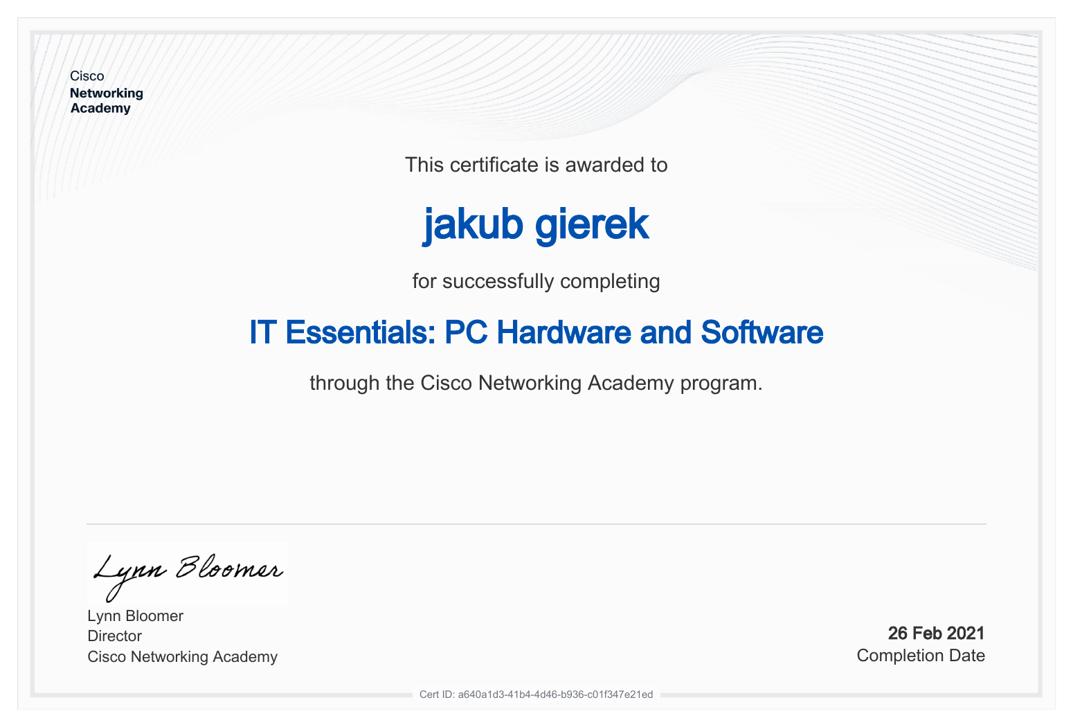 IT Essentials Certificate